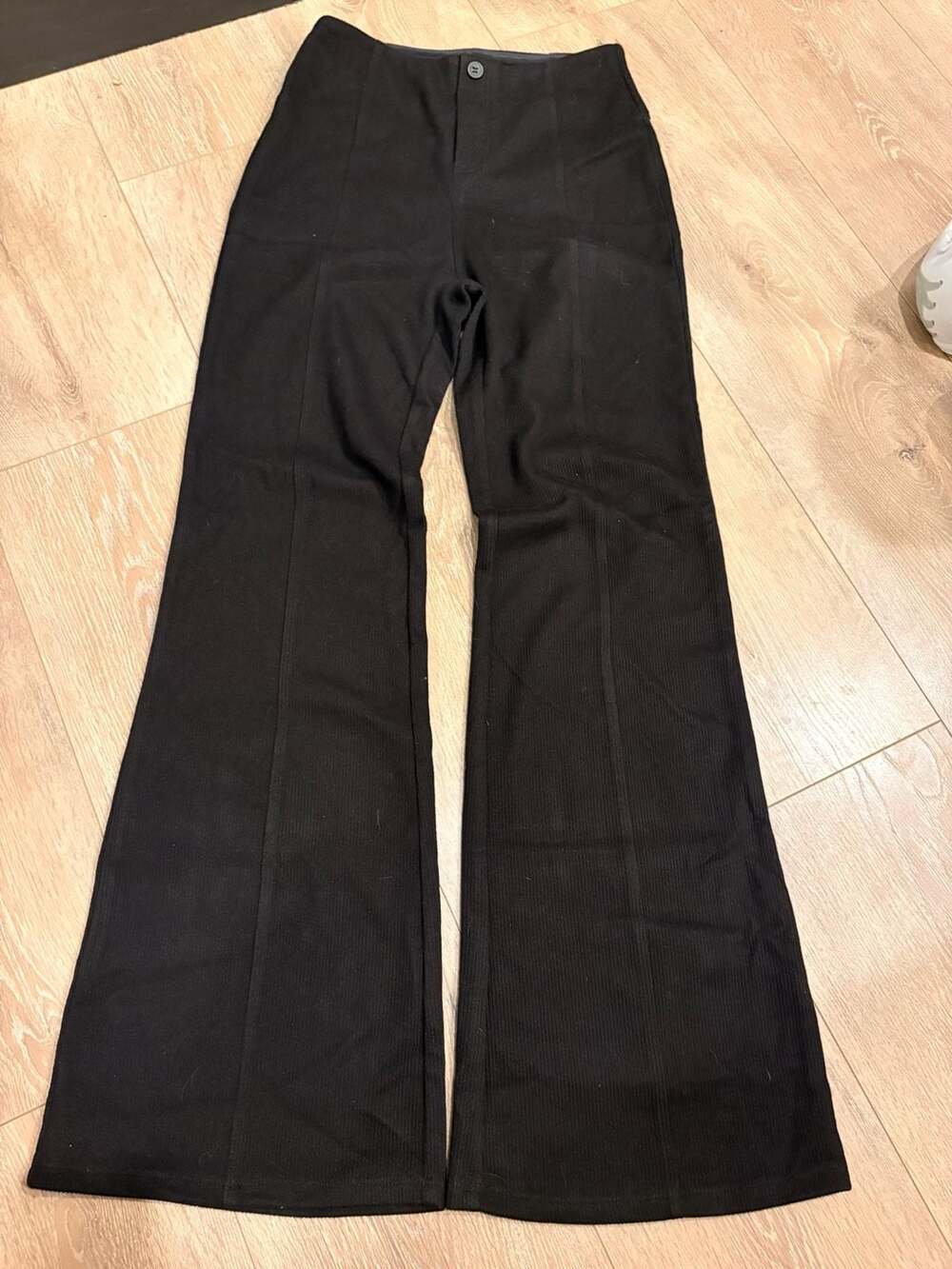Halara Black Ribbed High Rise Flare Pants Size S